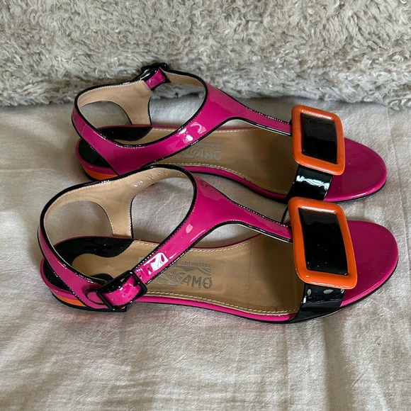 Salvatore Ferragamo Shoes - Salvatore Ferragamo Pantent Color Block Sandals